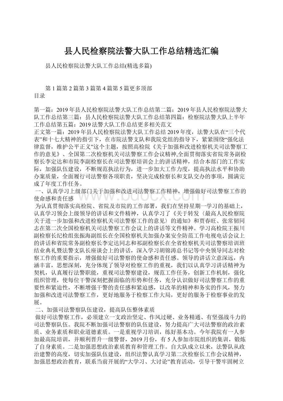 县人民检察院法警大队工作总结精选汇编Word文档格式.docx