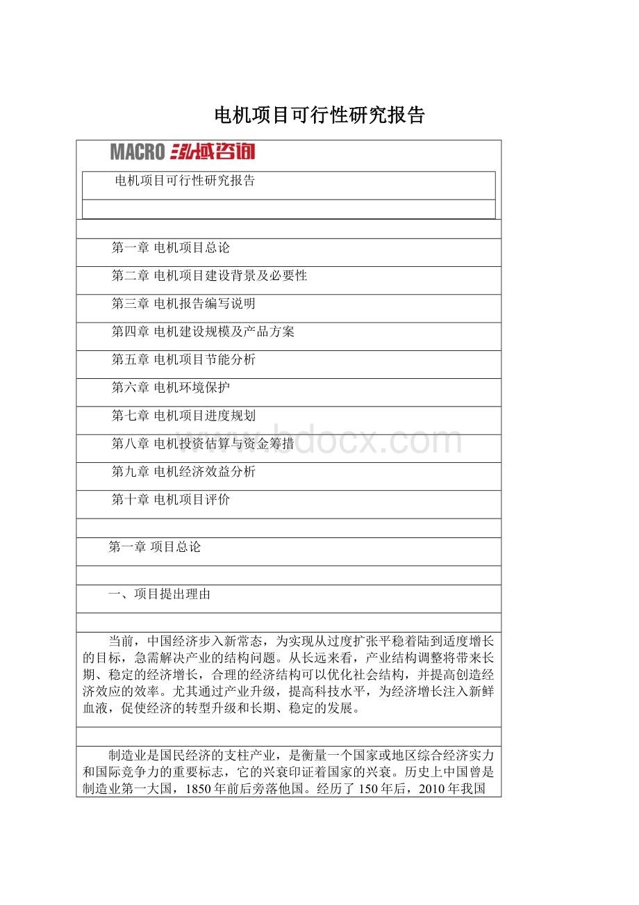 电机项目可行性研究报告Word下载.docx_第1页