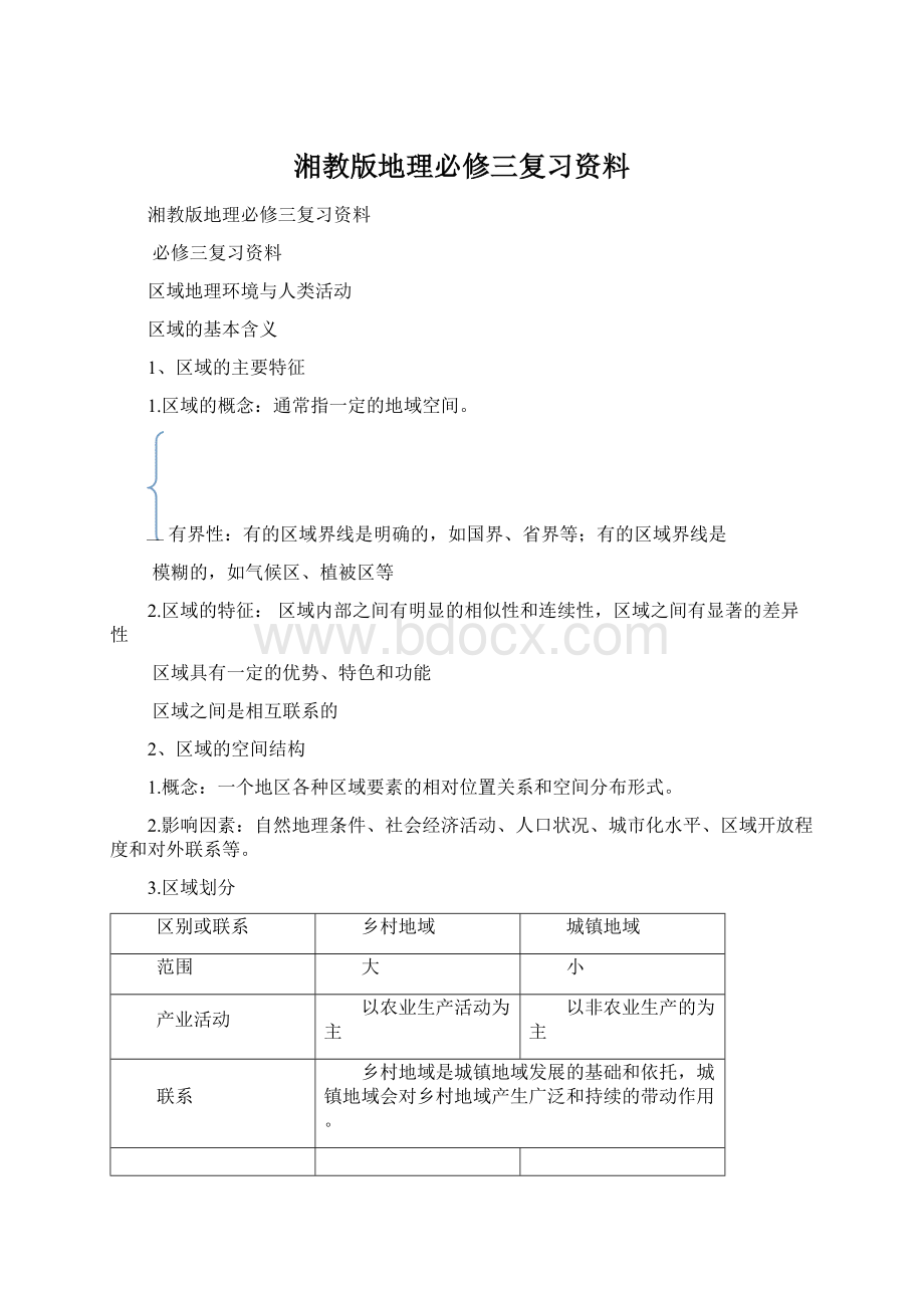 湘教版地理必修三复习资料.docx