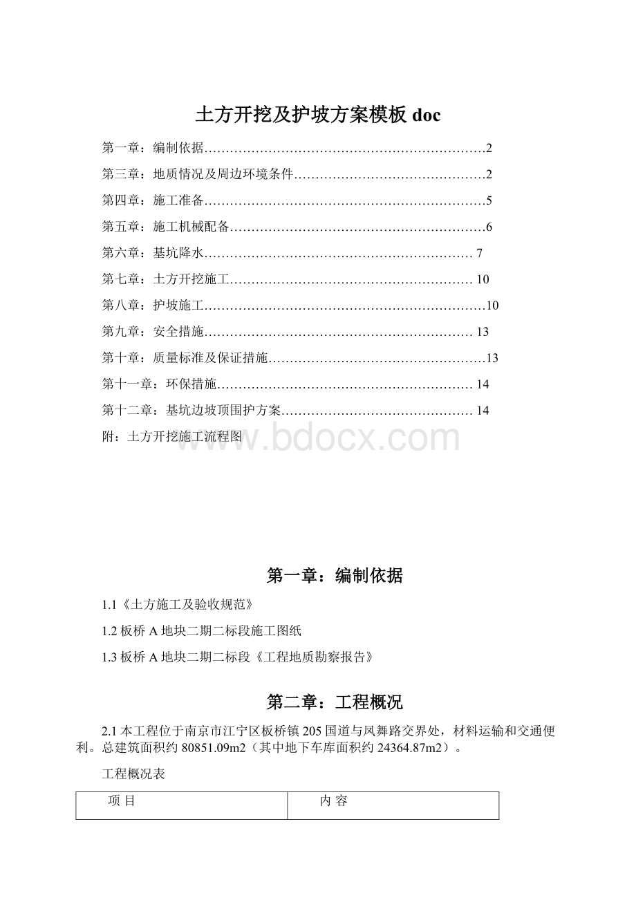 土方开挖及护坡方案模板doc.docx