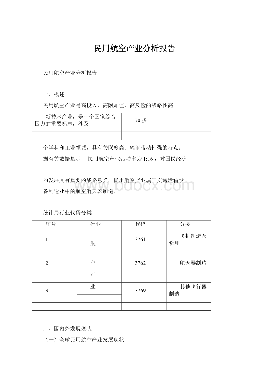 民用航空产业分析报告文档格式.docx_第1页