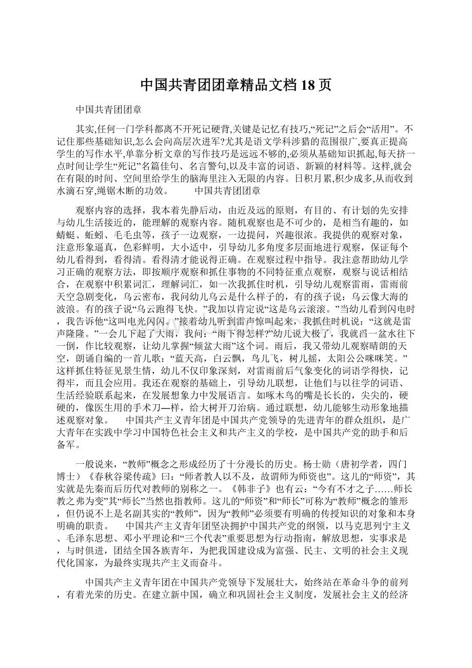 中国共青团团章精品文档18页.docx_第1页
