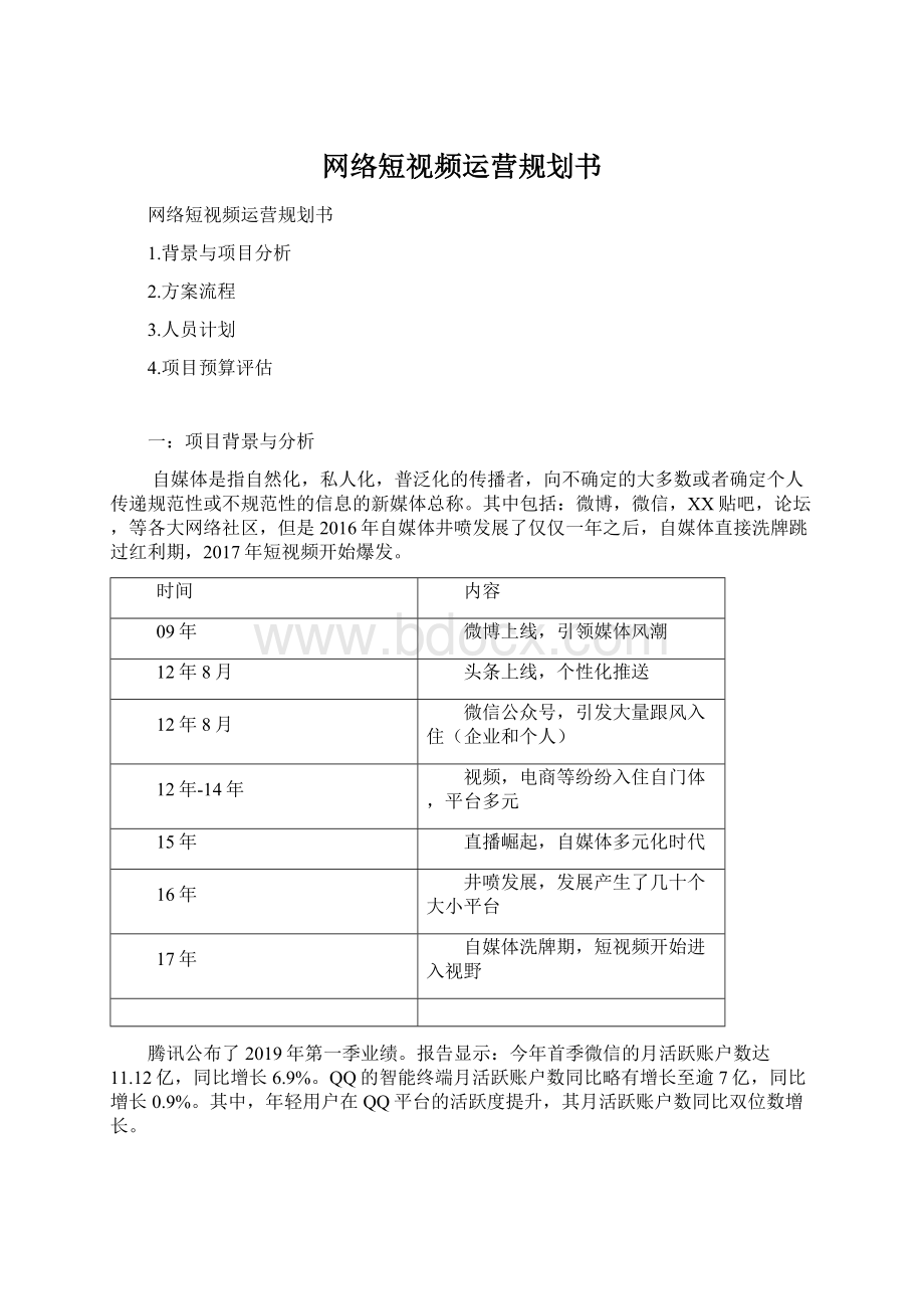 网络短视频运营规划书.docx_第1页