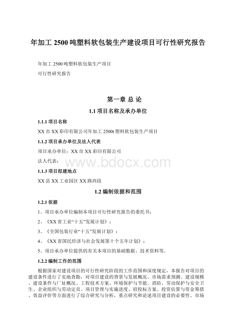 年加工2500吨塑料软包装生产建设项目可行性研究报告Word文档格式.docx