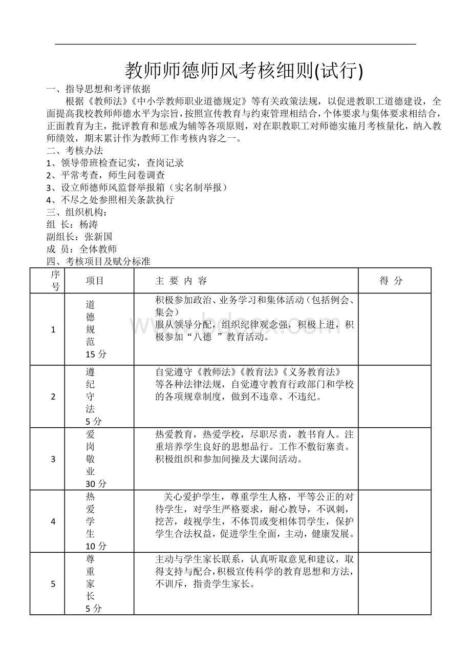 师德师风考核资料.doc