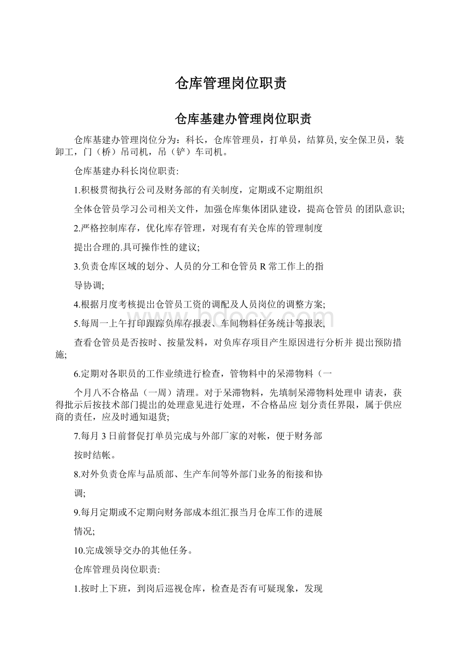 仓库管理岗位职责Word下载.docx_第1页