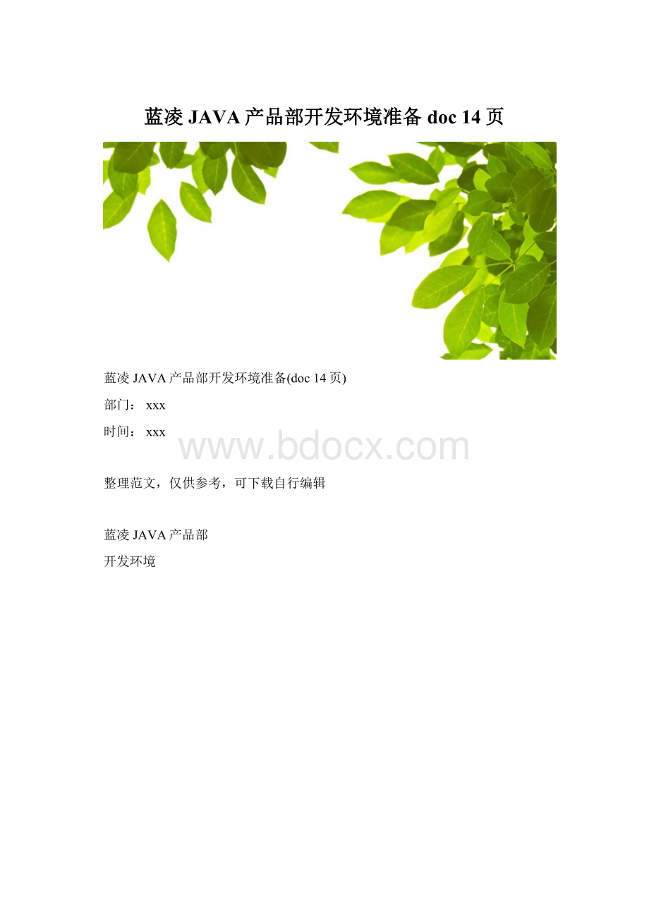 蓝凌JAVA产品部开发环境准备doc 14页.docx_第1页