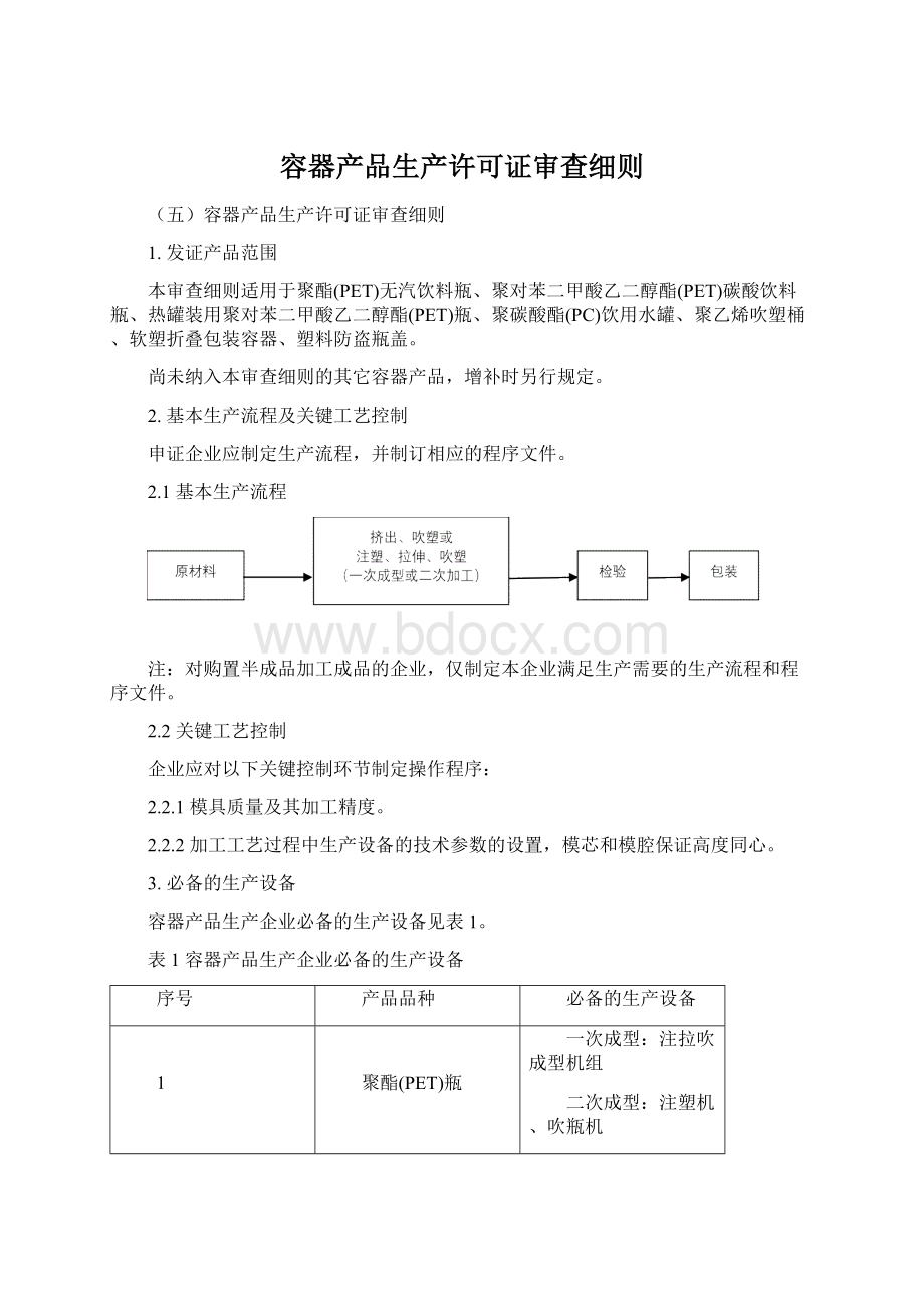 容器产品生产许可证审查细则Word文档下载推荐.docx