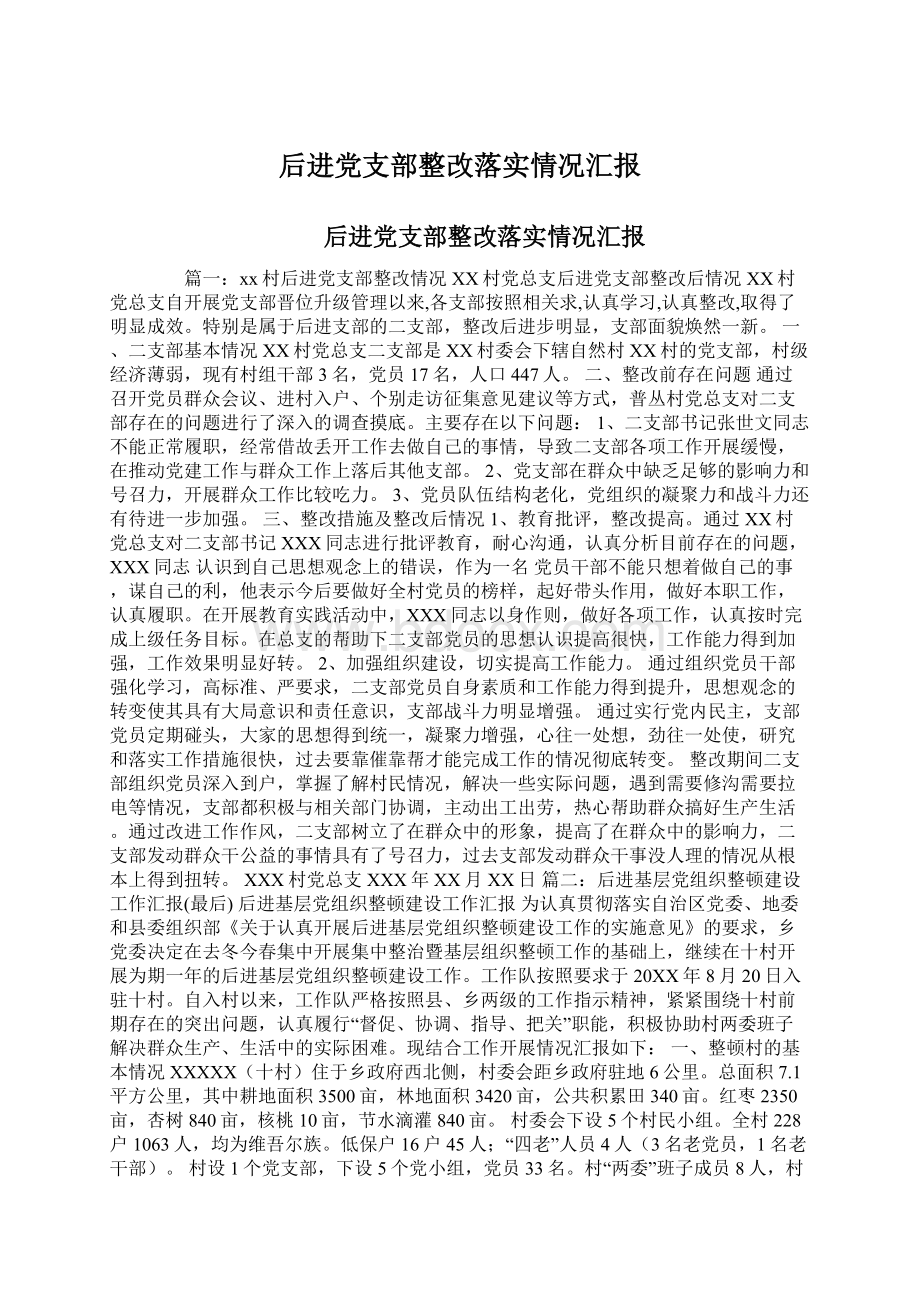 后进党支部整改落实情况汇报.docx_第1页