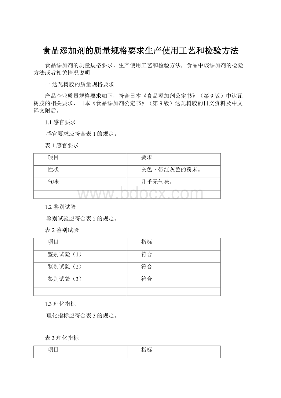 食品添加剂的质量规格要求生产使用工艺和检验方法Word文档下载推荐.docx