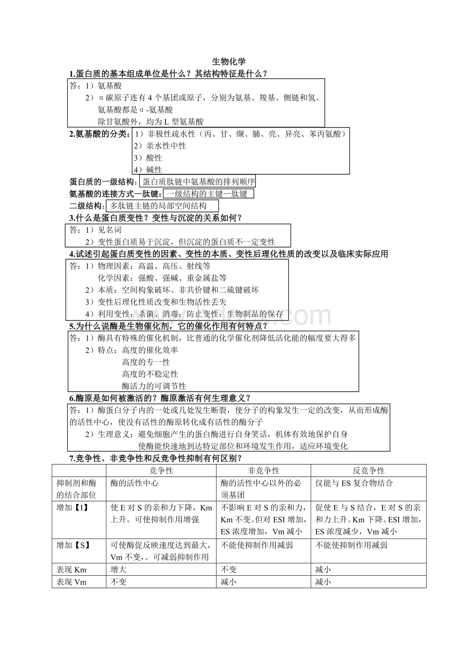 生物化学简答_精品文档.doc