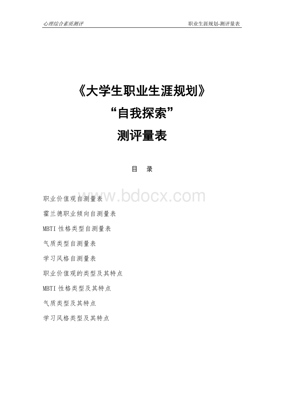 测评量表-大学生职业生涯-独立测试题_精品文档.doc_第1页