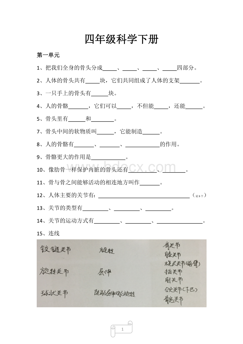 苏教版四年级科学下册整理复习.docx