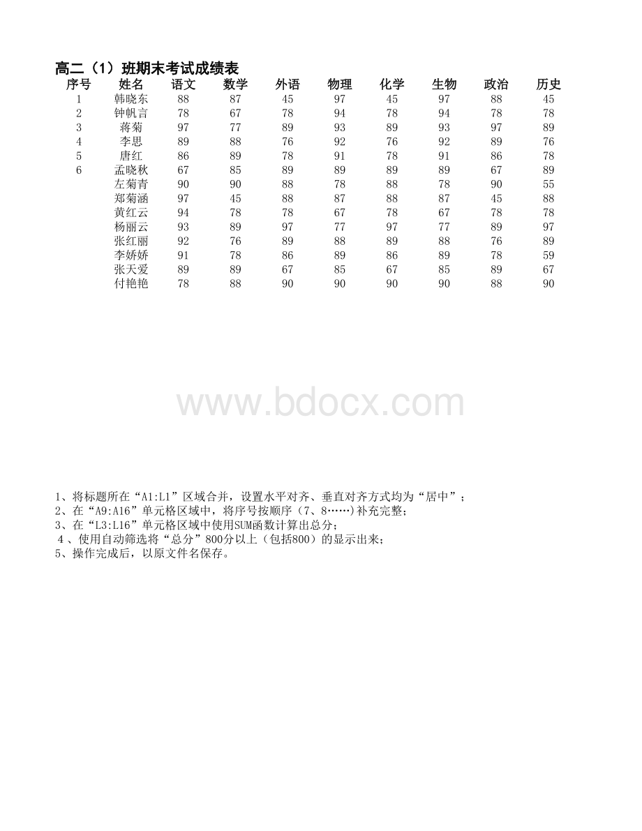 期末考试成绩表表格推荐下载.xlsx