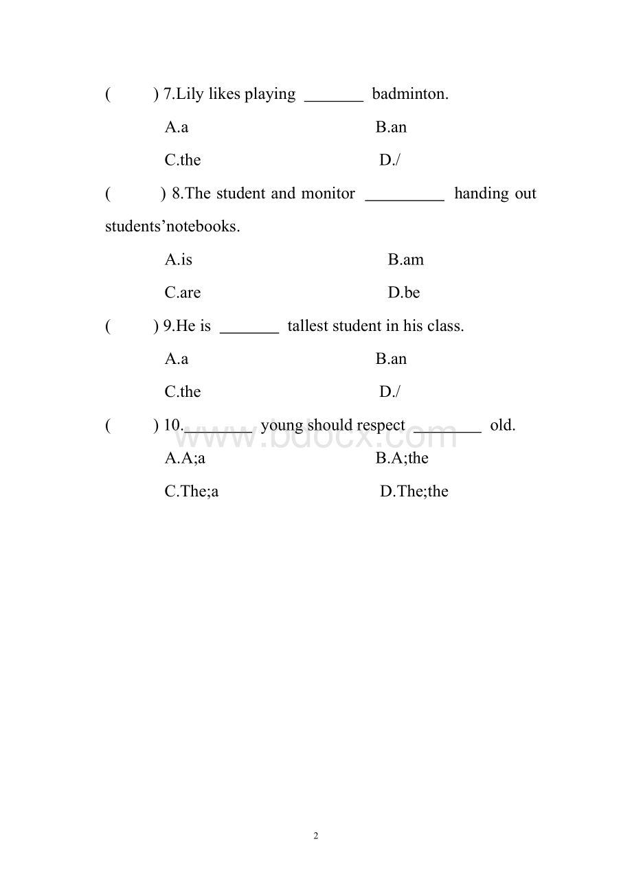 小学英语语法(冠词)及答案.doc_第2页