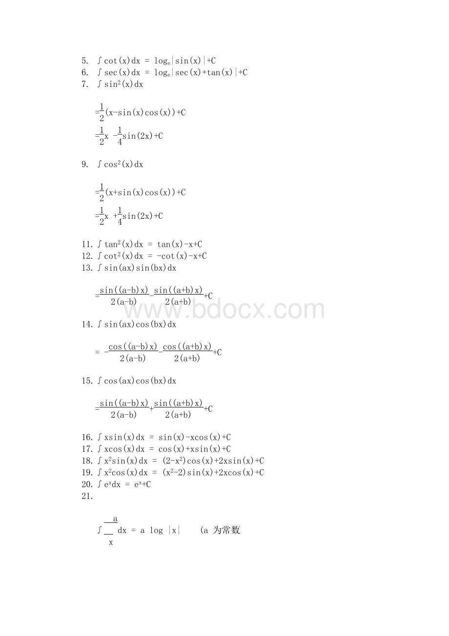 不定积分最全公式_精品文档.docx_第2页