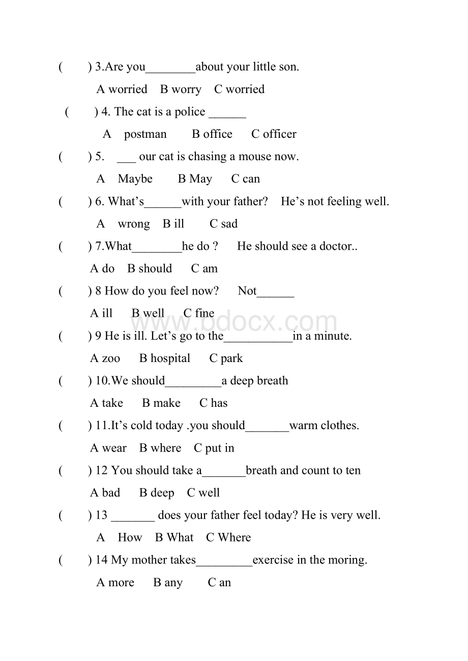 新版PEP六年级上册第六单元练习题Word格式.doc_第2页