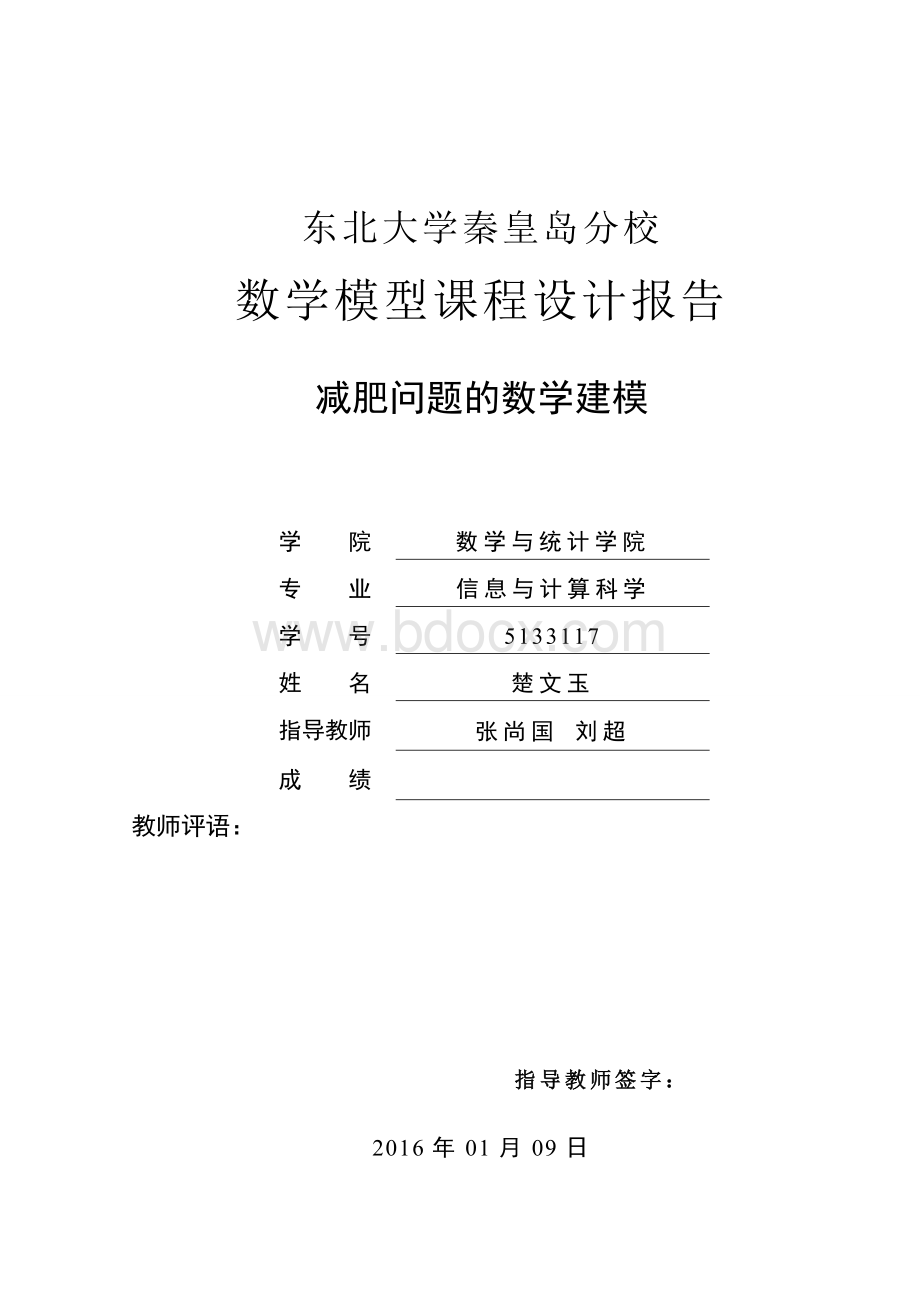 数学建模之减肥问题的数学模型_精品文档Word格式文档下载.doc