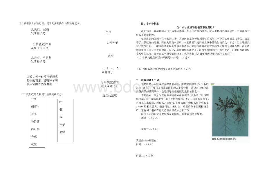 苏教版三年级科学下册第二单元测试题.doc_第2页