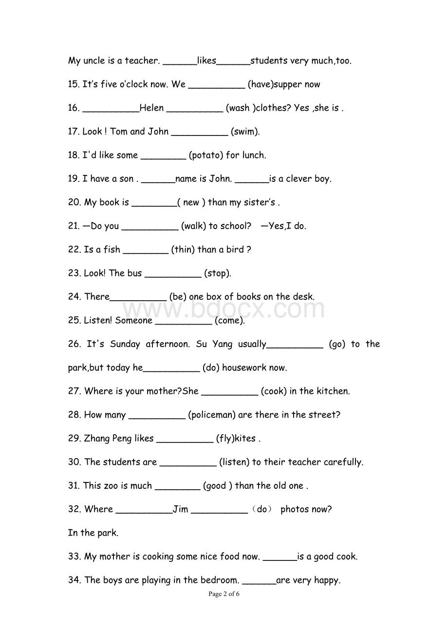 小升初时态语法练习Word文档格式.doc_第2页