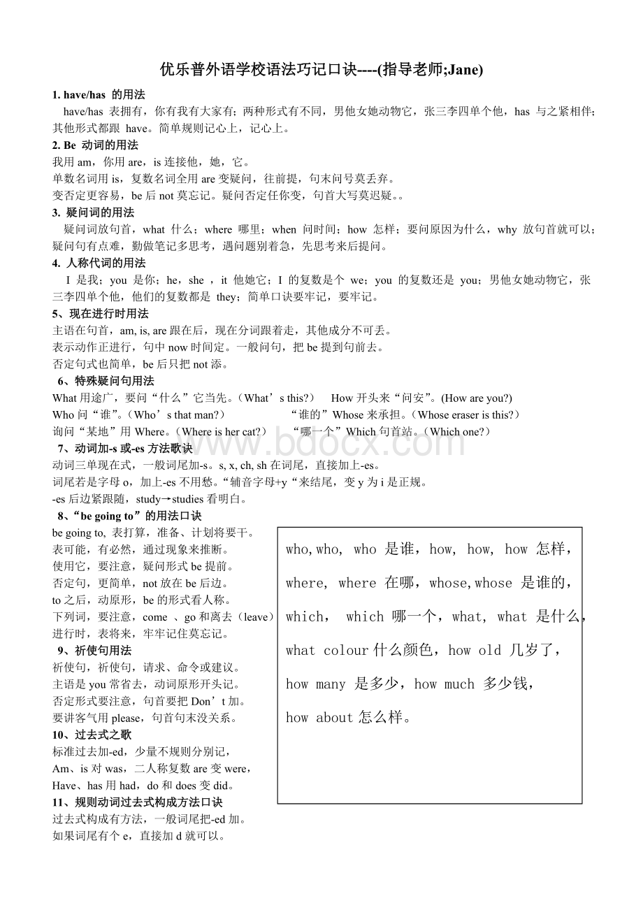 小学英语语法口诀文档格式.doc_第1页