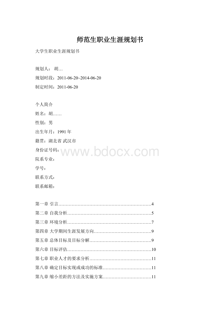 师范生职业生涯规划书.docx