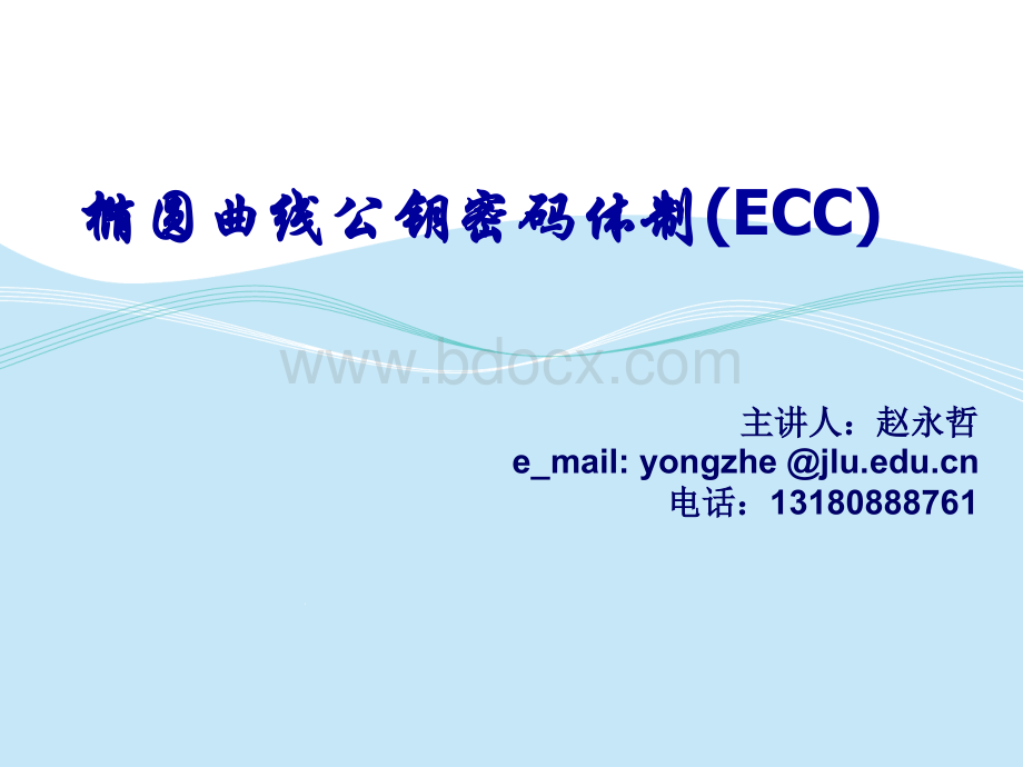 椭圆曲线公钥密码体制ECC_精品文档.ppt