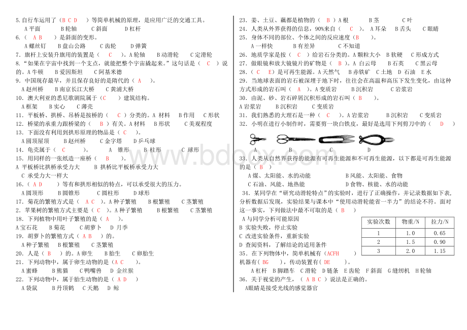 苏教版科学五年级下册总复习题-试卷文档格式.doc_第2页