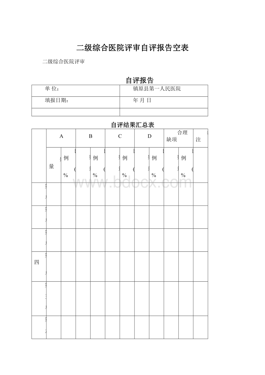 二级综合医院评审自评报告空表.docx_第1页