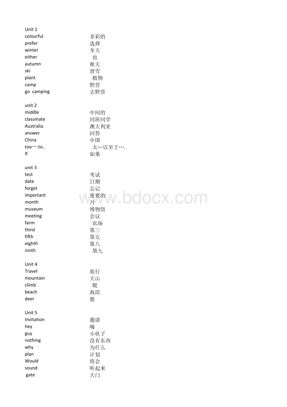 广州版小学英语五年级下册单词表.xls_第1页