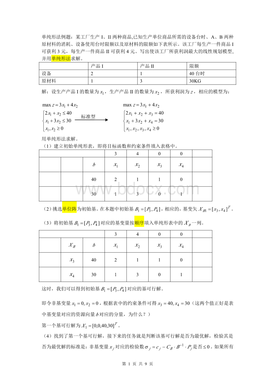 精品单纯形法求解全过程详解_精品文档.pdf