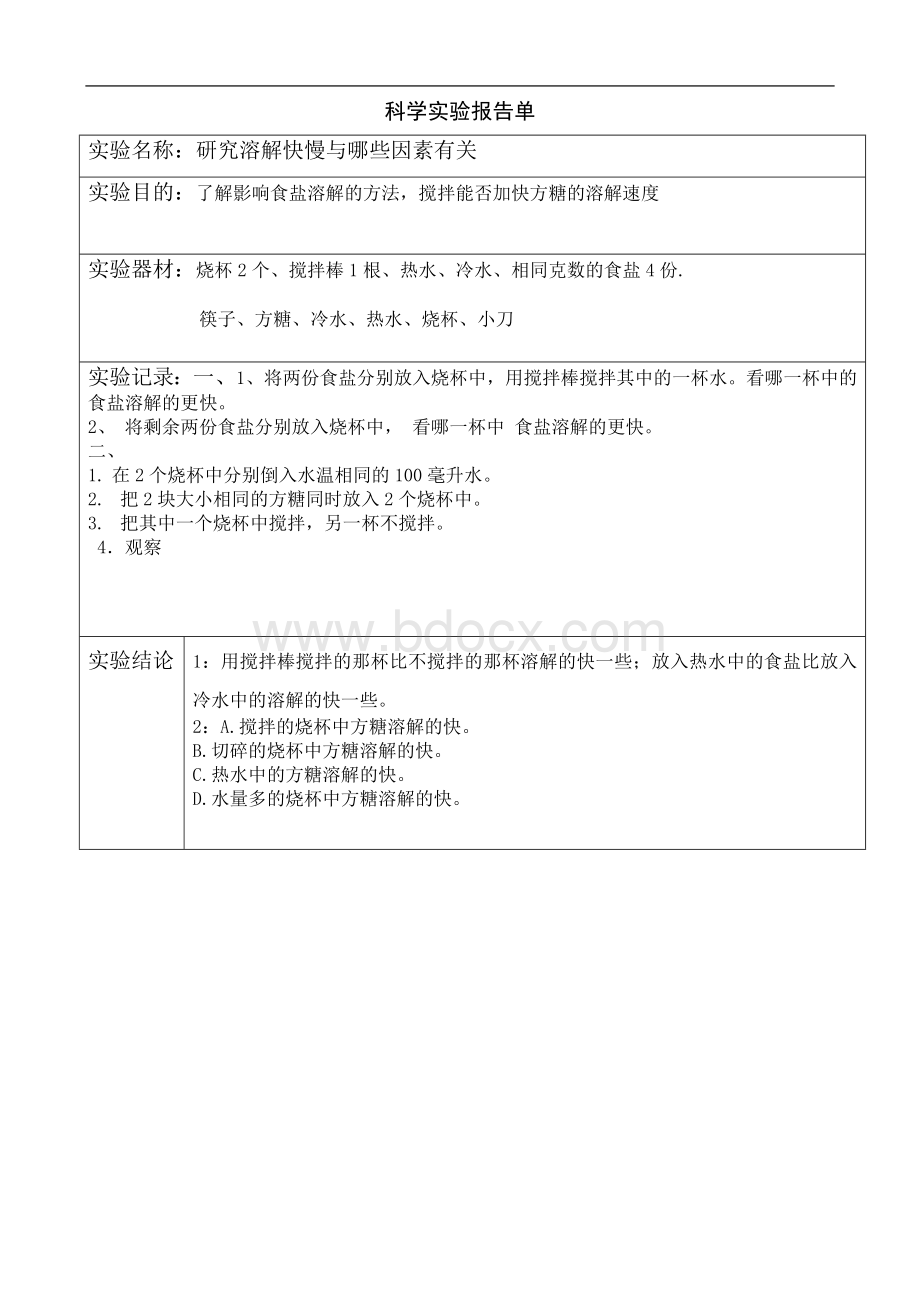 研究溶解快慢与哪些因素有关Word文档下载推荐.doc