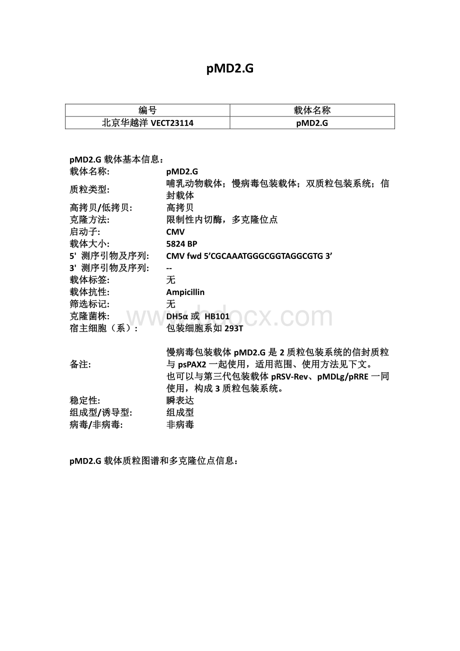 pMD2G慢病毒载体使用说明_精品文档资料下载.pdf_第1页