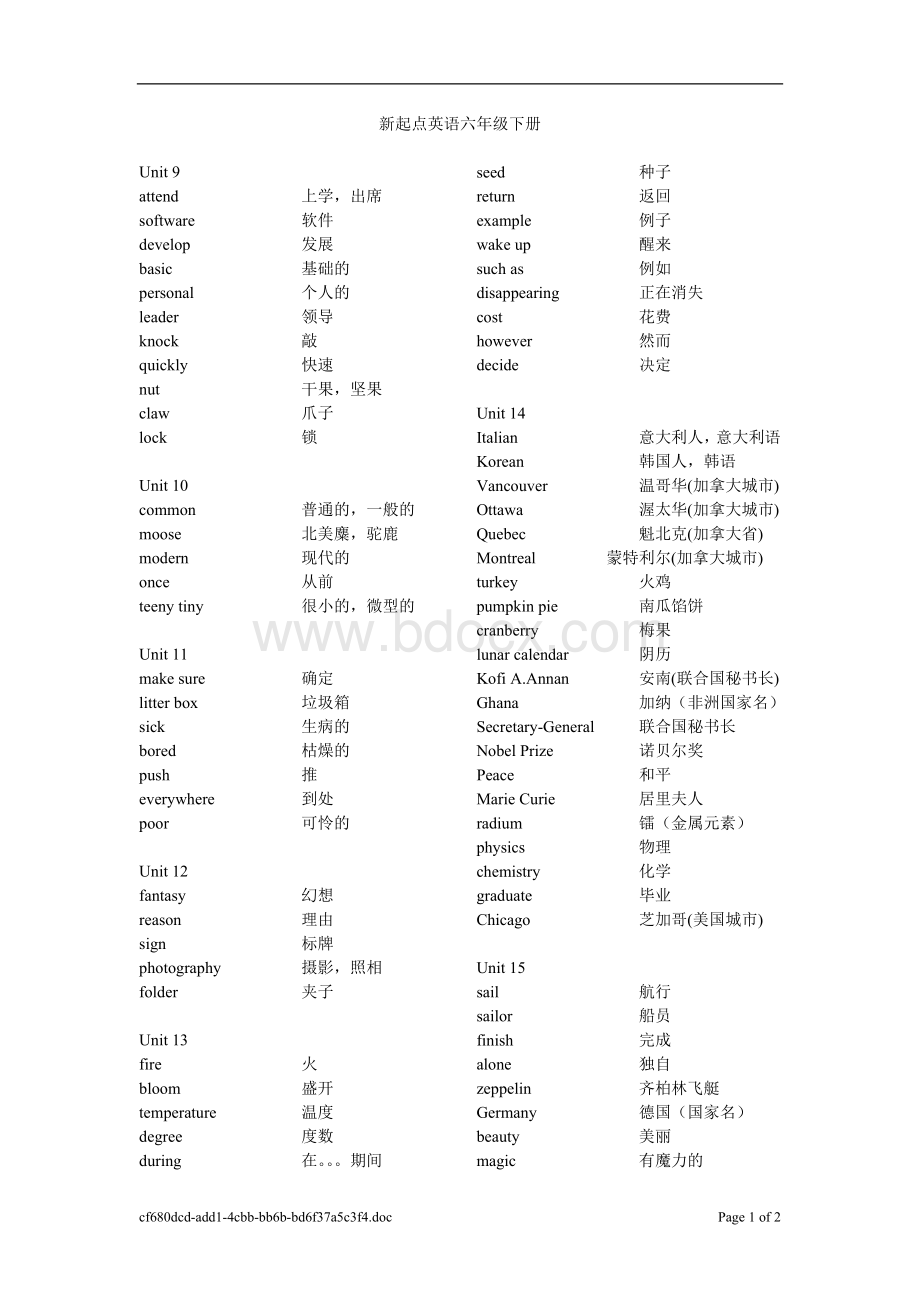 新起点小学英语六年级下册单词.doc_第1页