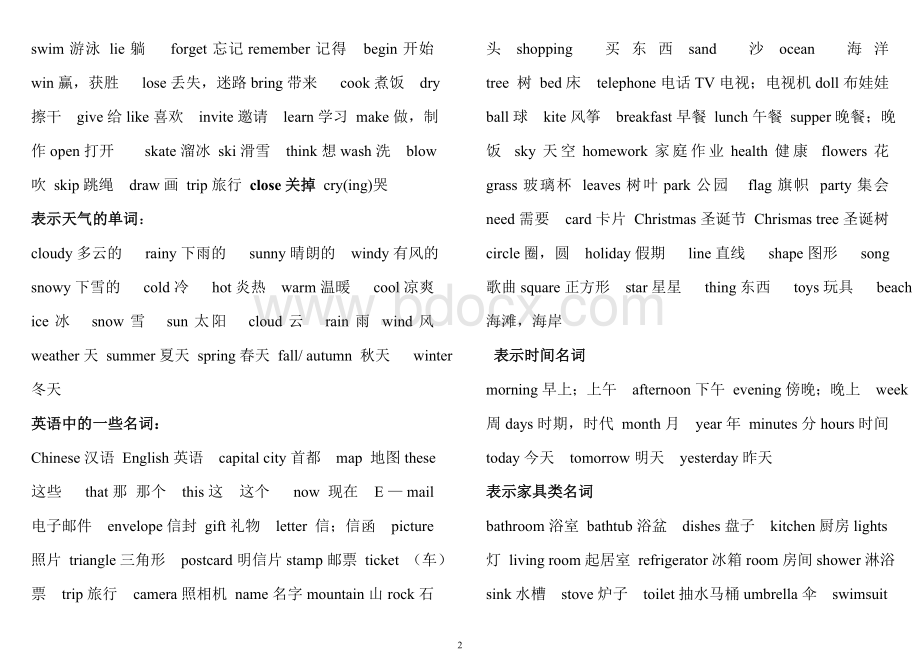 人教版小学三年级英语单词复习Word文档下载推荐.doc_第2页