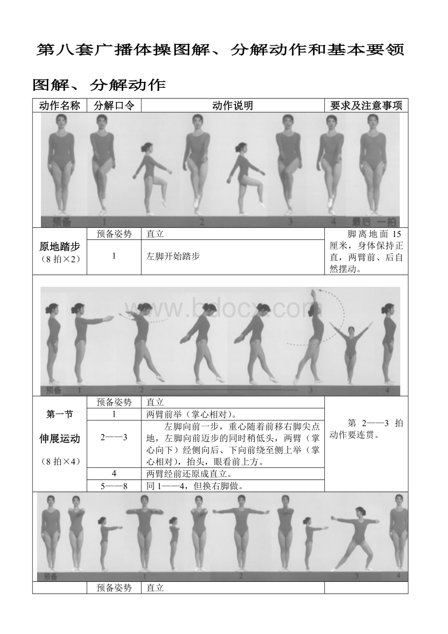 第8套广播体操图解、分解动作和基本要领.doc_第1页