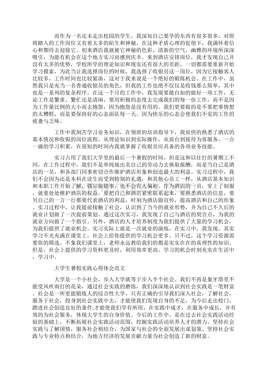 大学生暑假社会实践心得体会大学生暑假实践心得体会范文文档格式.docx_第2页