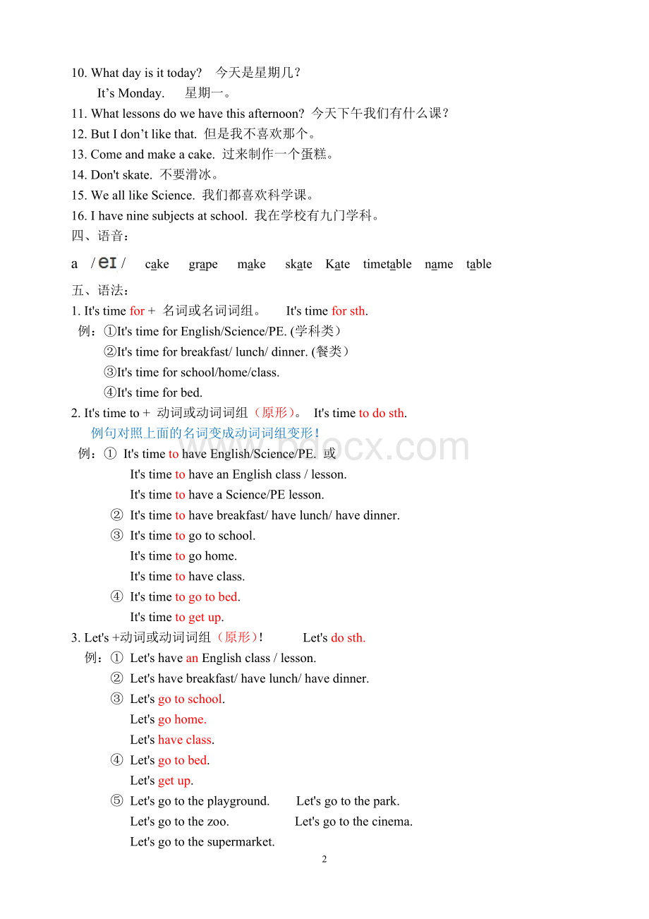 江苏译林版英语四年级下册单元知识词句总结.doc_第2页