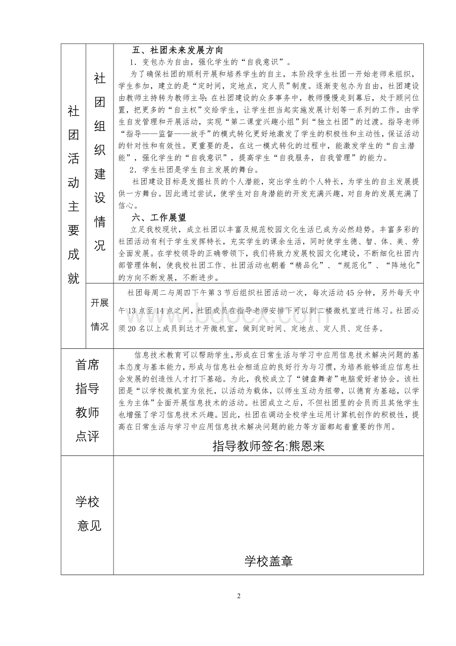 “键盘舞者”电脑爱好者社团申报表.doc_第2页