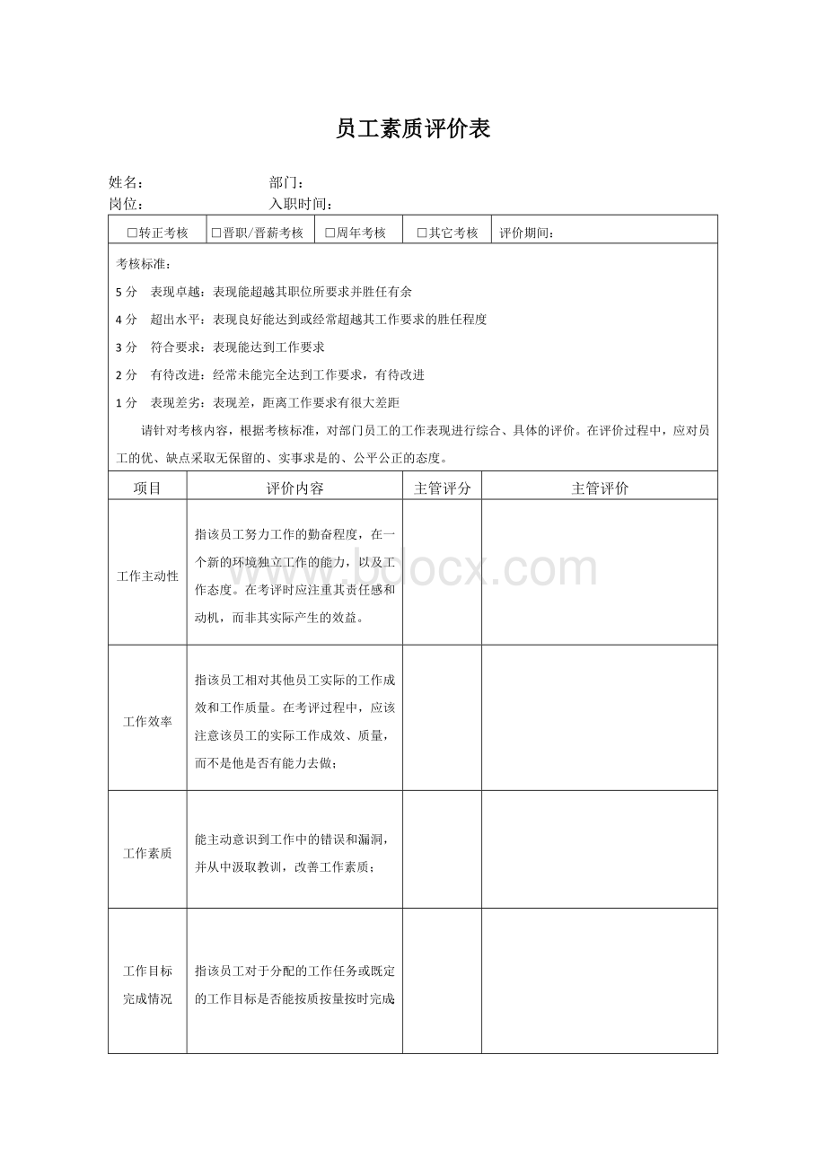 员工素质评价表.doc