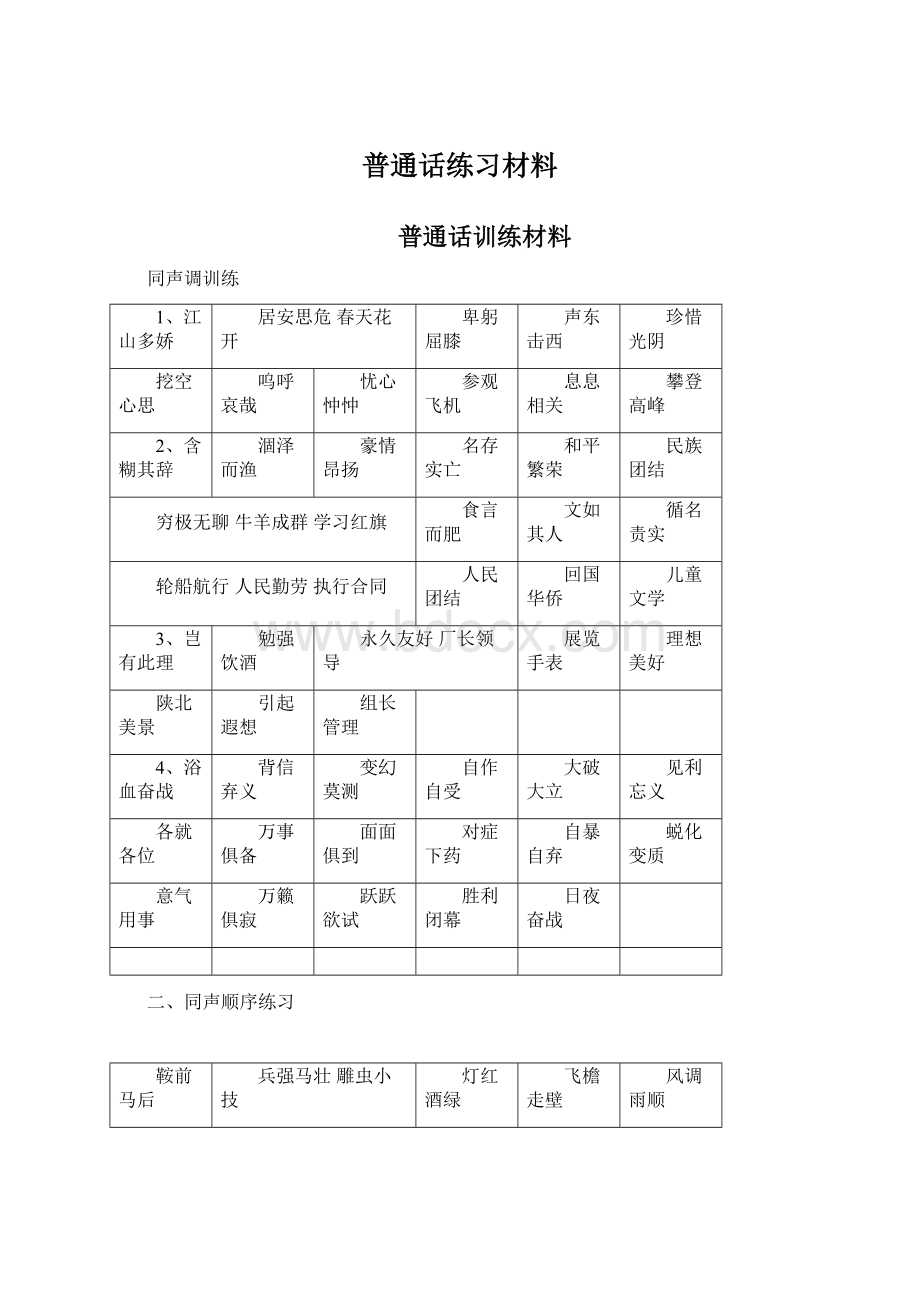 普通话练习材料文档格式.docx