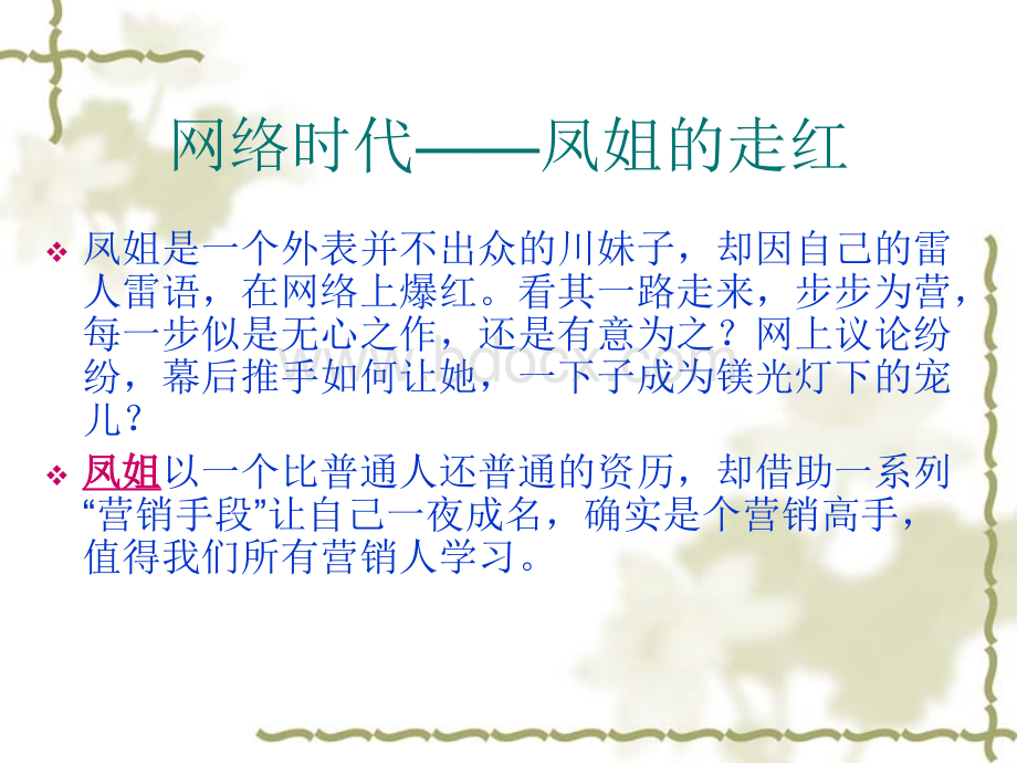 网络时代凤姐的营销策划案.ppt