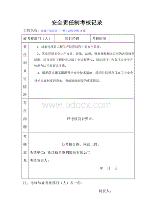 安全责任制考核记录Word格式.doc