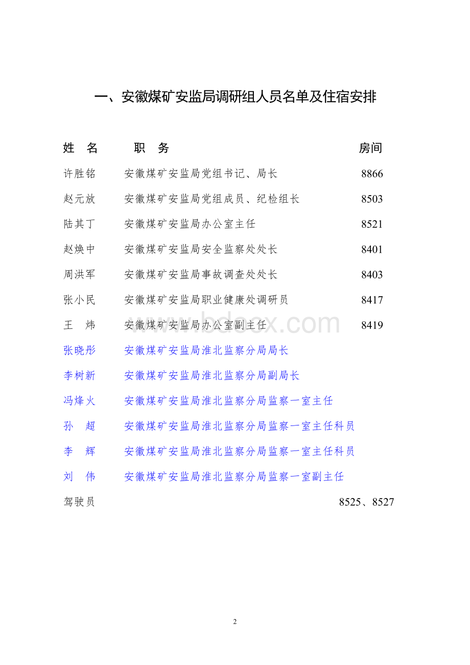 安徽煤矿安监局调研淮北矿业会务手册Word文档格式.doc_第2页