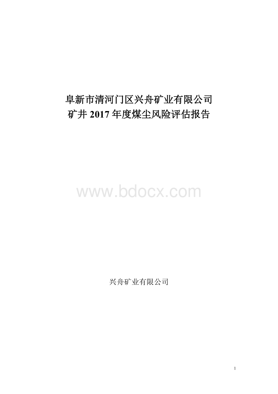 兴舟矿业有限公司2017年度粉尘风险评估报告Word格式.doc_第1页