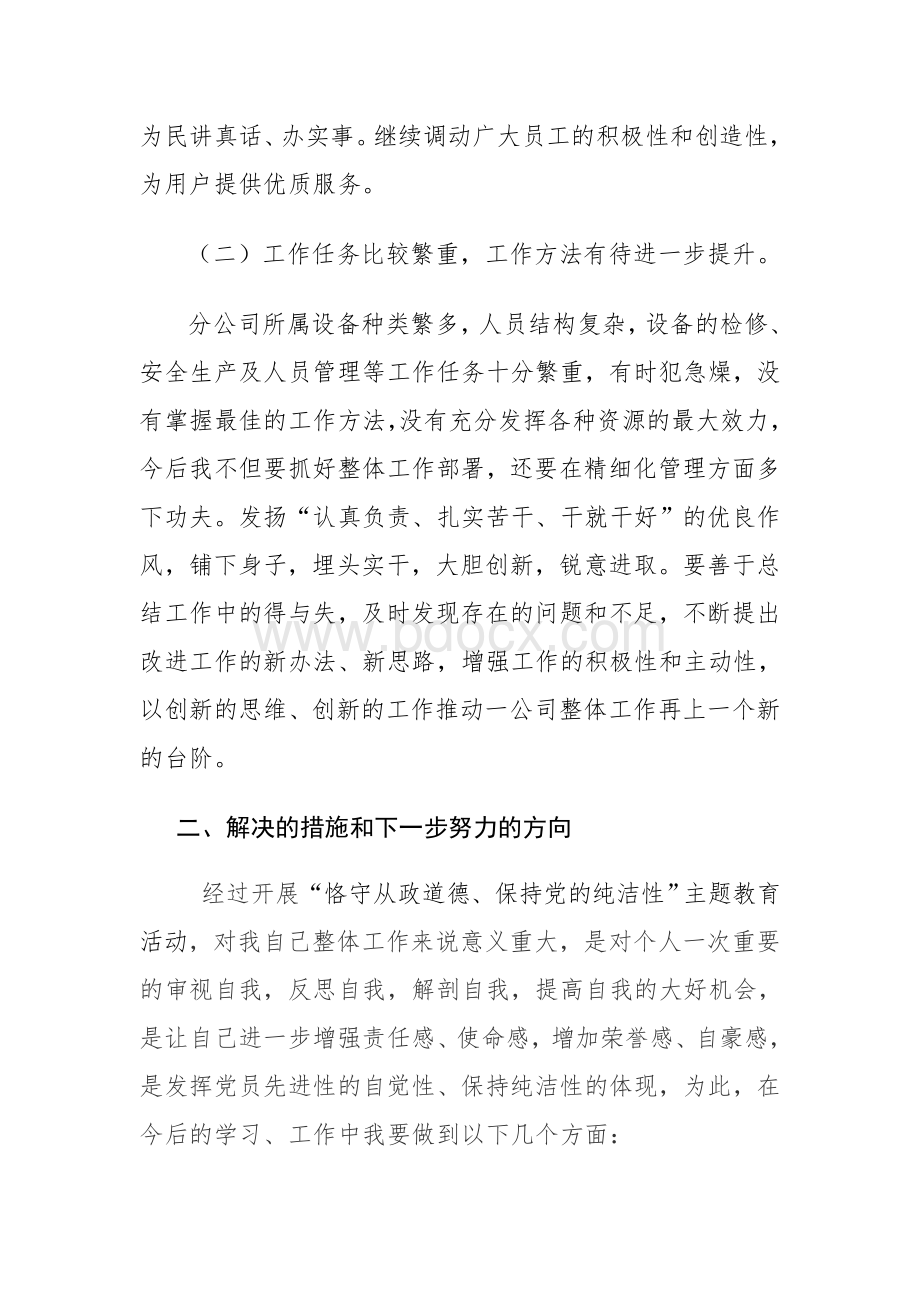 保持党的纯洁性个人分析报告Word格式.doc_第2页