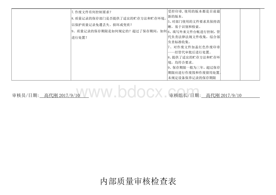 人事行政部内部质量审核检查表Word文档下载推荐.doc_第3页