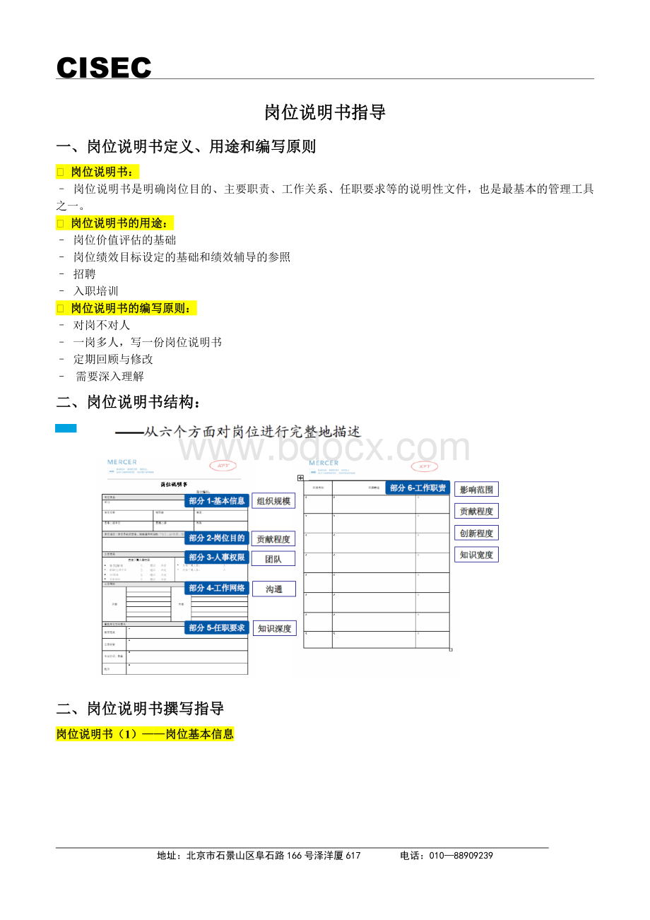 岗位说明书指导完整版.doc