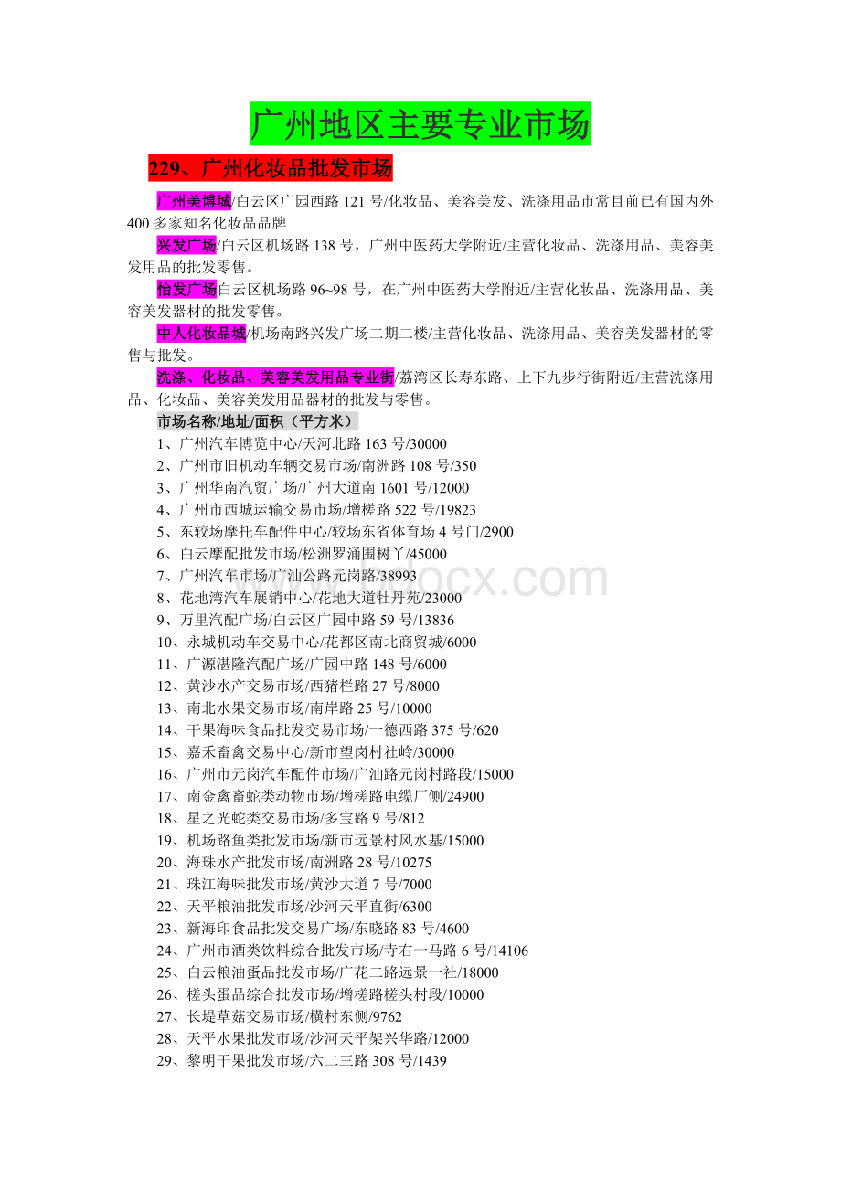 广州地区主要专业市场Word格式文档下载.doc_第1页