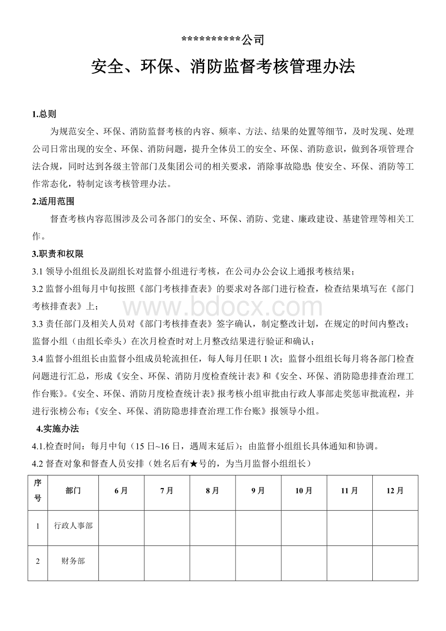 安全、环保、消防监督考核管理办法Word格式.doc_第1页